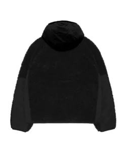 Black Sherpa Hooded Jacket by Stussy 4