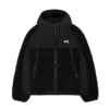 Black Sherpa Hooded Jacket by Stussy 5