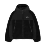 Black Sherpa Hooded Jacket by Stussy – Urban Panel Fleece