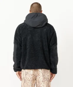 Black Sherpa Hooded Jacket by Stussy 9