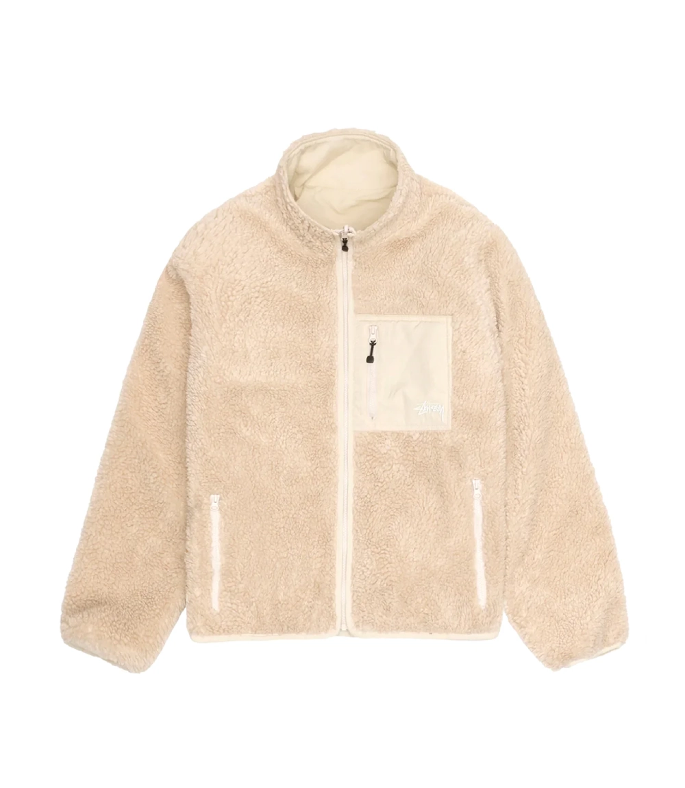 Reversible Sherpa Jacket by Stussy Natural Fleece Outerwear 1