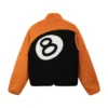 Stussy 8 Ball Reversible Sherpa Jacket Orange and Black Color (4)