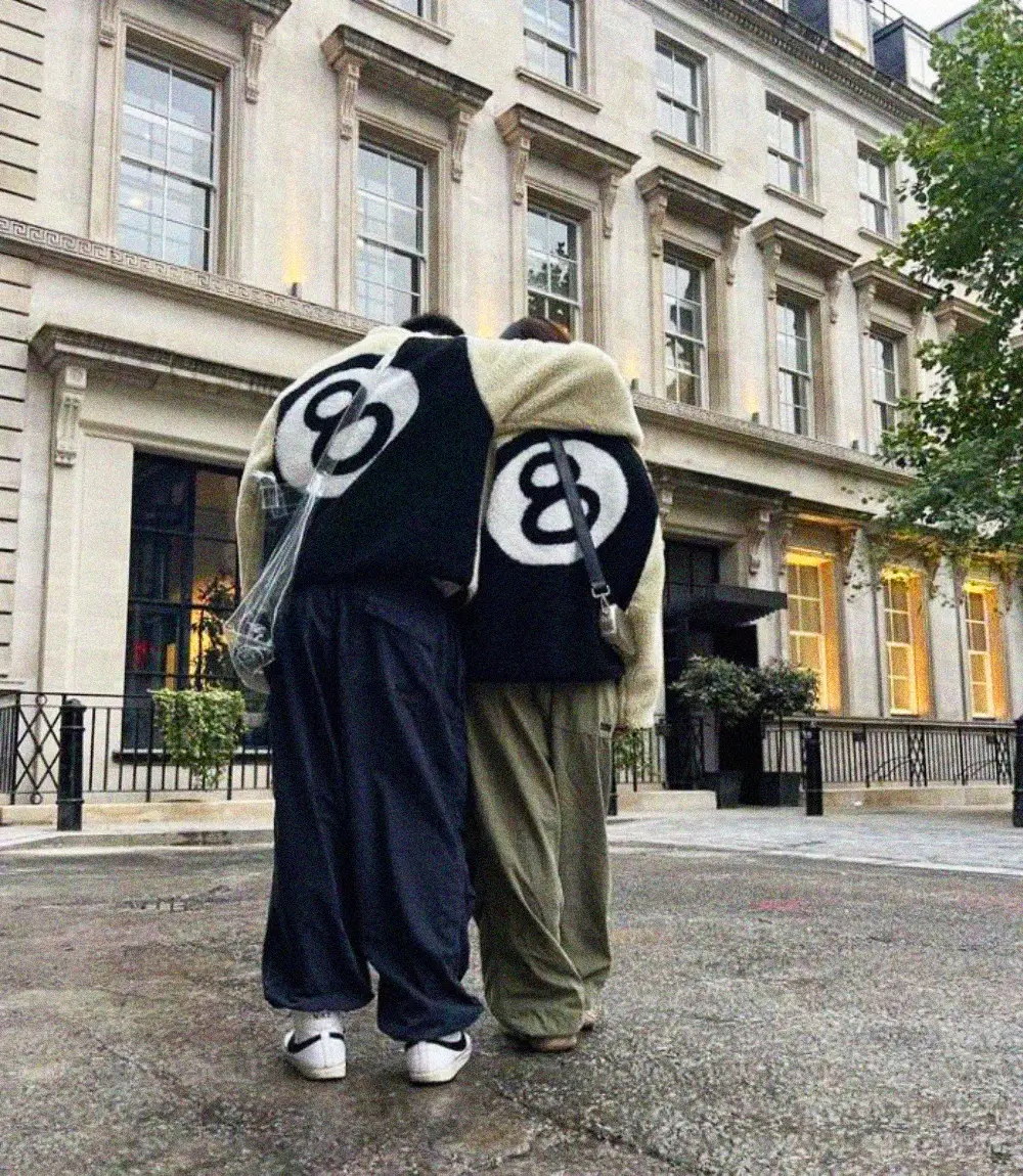 Stussy 8 Ball Sherpa Reversible Jacket Couple