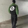 Stussy 8 Ball Sherpa Reversible Jacket Green And Black Streetwear Fleece Jacket (15)