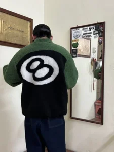 Stussy 8 Ball Sherpa Reversible Jacket Green Review (1)