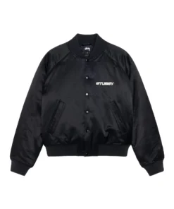 Stüssy AW24 Souvenir Bomber Black Satin Jacket 1