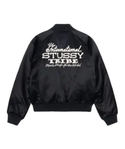 Stüssy AW24 Souvenir Bomber Black Satin Jacket 5