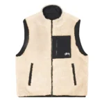 Stussy Beige Sherpa Fleece Reversible Vest