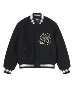 Stussy Black Casentino Wool Varsity Jacket (1)