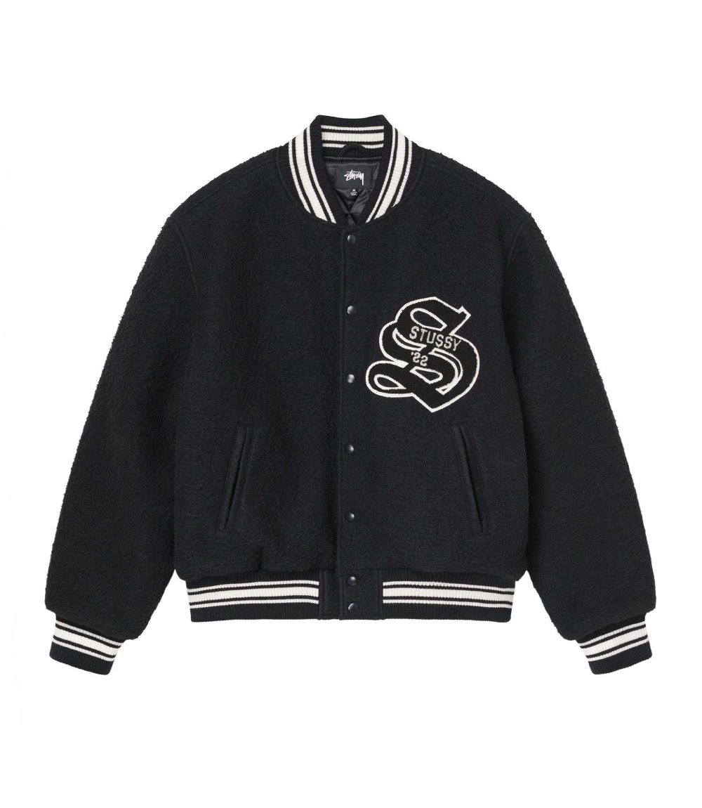 Stussy Black Casentino Wool Varsity Jacket (1)