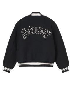 Stussy Black Casentino Wool Varsity Jacket (7)