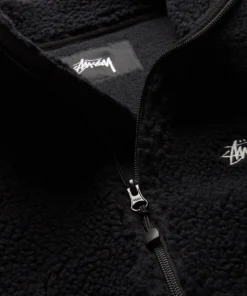 Stüssy Black Fleece Gilet with Nylon Trim Logo Embroidered Vest 3