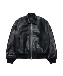 Stussy Black Leather Garage Jacket (1)