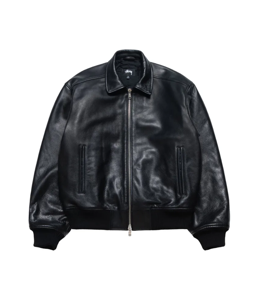 Stussy Black Leather Garage Jacket (1)