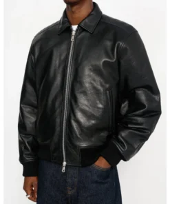 Stussy Black Leather Garage Jacket (2)