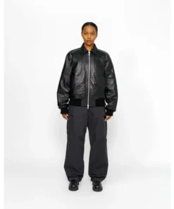 Stussy Black Leather Garage Jacket (3)