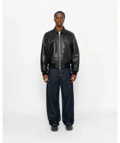 Stussy Black Leather Garage Jacket (4)