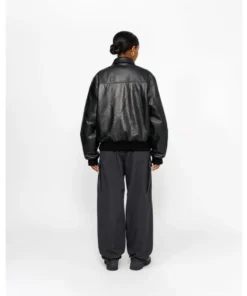 Stussy Black Leather Garage Jacket (5)
