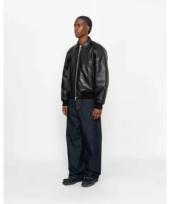 Stussy Black Leather Garage Jacket (6)
