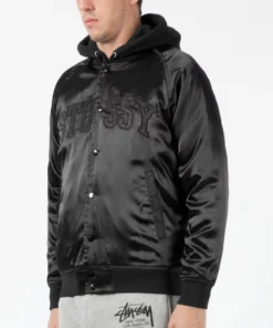 Stussy Black Satin Bomber Jacket (2)