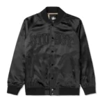 Stussy Black Satin Bomber Jacket – Classic Minimalist Style