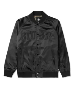 Stussy Black Satin Bomber Jacket (6)