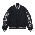 Stussy Black Varsity Competition Jacket – Wool Oversized Letterman Jacket