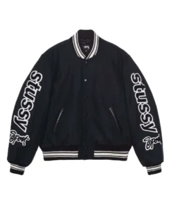 Stussy Black Varsity Competition Jacket Wool Oversized Letterman Jacket 1