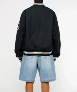 Stussy Black Varsity Competition Jacket Wool Oversized Letterman Jacket 3