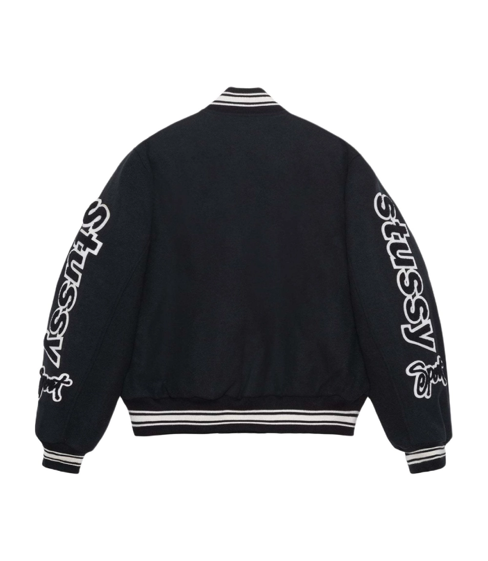 Stussy Black Varsity Competition Jacket Wool Oversized Letterman Jacket 5
