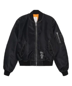 Stüssy Black and Orange Dual-Sided Reversible Bomber Jacket (2)