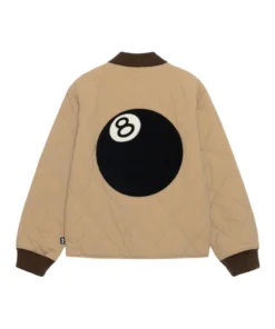 Stussy Brown Quilted Nylon Jacket with 8-Ball Patch (1)