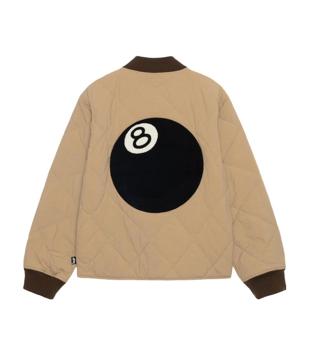 Stussy Brown Quilted Nylon Jacket with 8-Ball Patch (1)