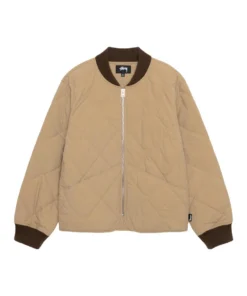 Stussy Brown Quilted Nylon Jacket with 8-Ball Patch (2)