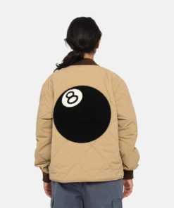 Stussy Brown Quilted Nylon Jacket with 8-Ball Patch (6)