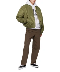 Stussy Built Reversible Bomber Jacket Khaki & Black Dual Sided Jacket 5
