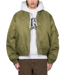Stussy Built Reversible Bomber Jacket Khaki & Black Dual Sided Jacket 6