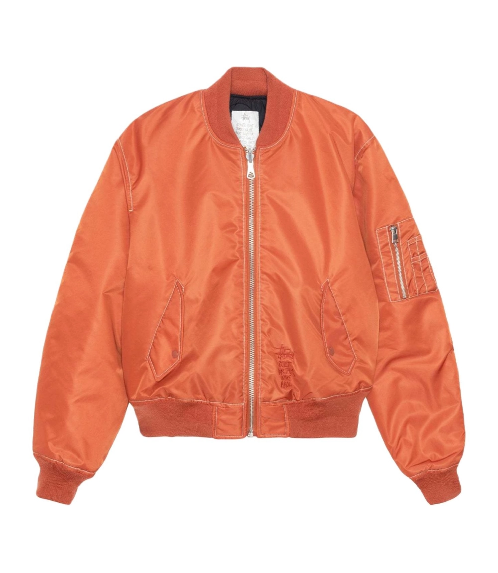 Stussy Built Reversible Bomber Jacket Orange & Black Dual Style 1