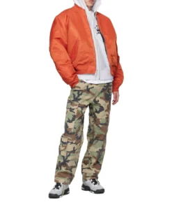 Stussy Built Reversible Bomber Jacket Orange & Black Dual Style 2
