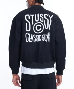 Stussy Classic Gear Black Varsity Letterman Jacket (1)