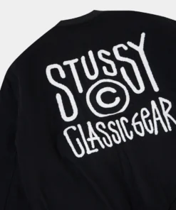 Stussy Classic Gear Black Varsity Letterman Jacket (2)