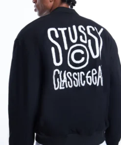 Stussy Classic Gear Black Varsity Letterman Jacket (6)