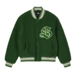 Stussy Green Casentino Wool Varsity Jacket