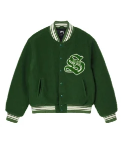 Stussy Green Casentino Wool Varsity Jacket (1)