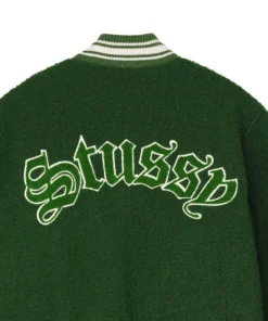 Stussy Green Casentino Wool Varsity Jacket (6)