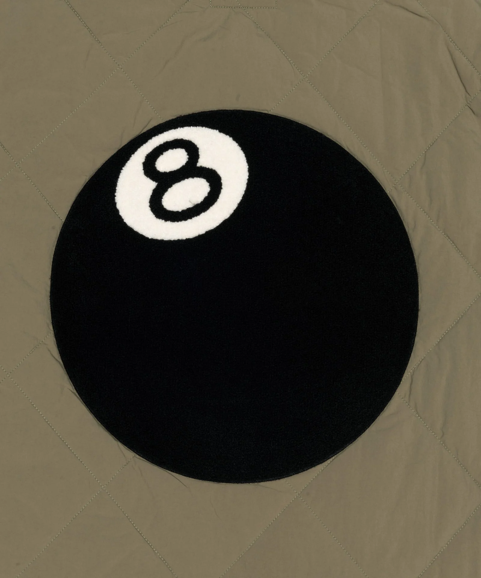 Stussy Olive Green Nylon Quilted Jacket with 8-Ball Patch (4)