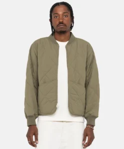 Stussy Olive Green Nylon Quilted Jacket with 8-Ball Patch (7)