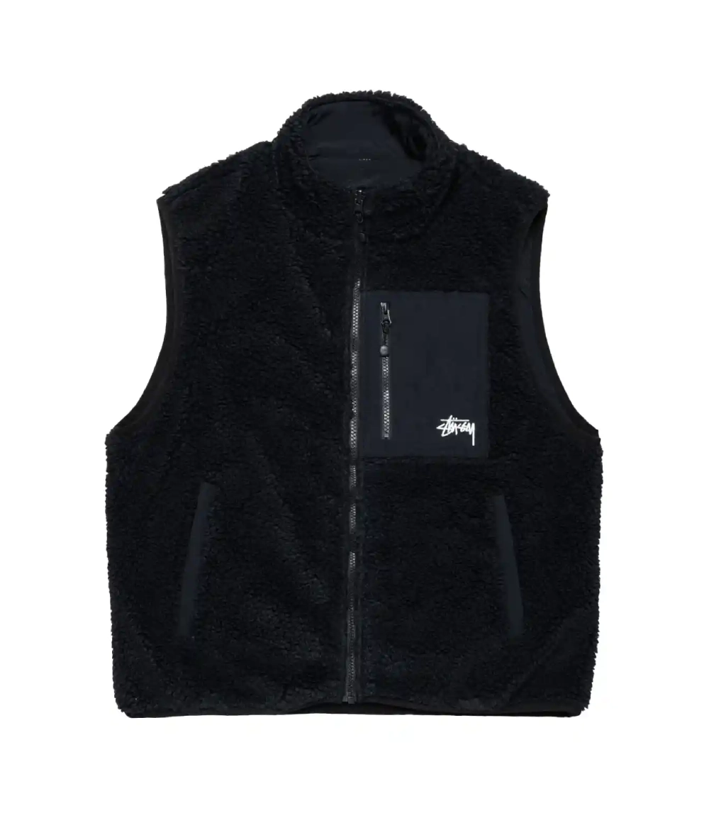 Stussy Reversible Fleece Vest in Black 1