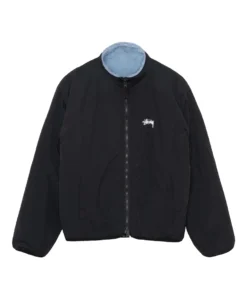 Stussy Reversible Sherpa Jacket Light Sky Blue Fleece Lined 1