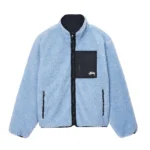 Stussy Reversible Sherpa Jacket – Light Sky Blue Fleece Lined